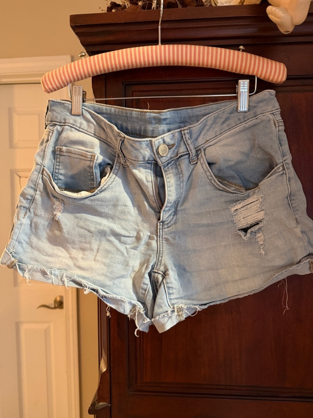 SO Light Blue Distressed Denim Shorts